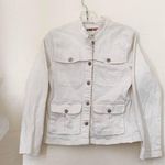 Studio West White denim jean button up down jacket long sleeve cargo pockets western vibe-M Measurements in pics Photo 6