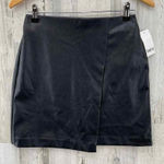 Bar III Non Leather Vegan Skirt Womens XS Black Cross Front Lined Stretch Waist Photo 0