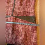 WORTH‎ pink tweed sheath dress, grey leather trim, sleeveless, back zip. 4 Size 6 Photo 9