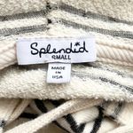 Splendid French Terry Hoodie Sweatshirt Lace-Up Front Cream & Black Stripes, S Photo 2