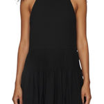 Alice + Olivia Mock Neck Wool Blend Pleated Skirt Black Mini Dress Photo 0