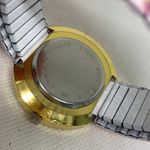 Women gold tone watch 39mm round rhinestones quart floral band 6.5” running Photo 5