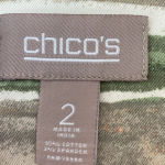 Chico's Chico’s Size 2 Abstract Striped‎ Cotton Ruffle Open Front Jacket  Large Photo 7