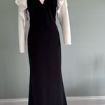 Tadashi Shoji Black/White Long Sleeve Dress Black Tie Gala Formal Holiday sz M Photo 14