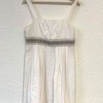Harvé Benard Herve Bernard Linen Blend Dress | Size 8 | Cream & Tan Trim | Sleeveless Photo 0
