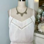 EXPRESS  Off White Pleated Midi Dress with Crochet Trim Small NWT Photo 3