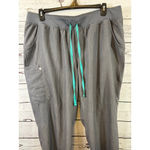FIGS Women's  Gray 3X Ankle & Cropped Pants with Teal Drawstring Photo 3