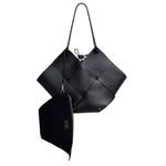 Bob Ore Black Contexture Leather Tote With Removable Suede Compartment Bag Photo 1