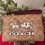 Coach Authentic glitter signature leather Horse & carriage logo wristlet Photo 3