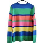 Blair  Multicolor Rainbow Striped Knit Sweater Acrylic Long Sleeve Size Medium Photo 1