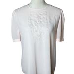Vintage Avon Blouse Size 12 | Embroidered Petal Pink Puff Sleeve Button Back Top Photo 0