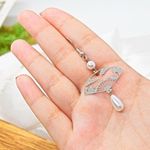 Oriental Fan Design Earrings Silver Photo 3