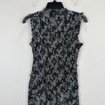 Madewell  Smocked Crewneck Mini Dress Harper Floral Boho Black White US 00 NWT Photo 13
