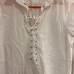 Ralph Lauren  White Lace Up Collared Button Down Shirt Photo 2
