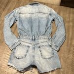 ZARA  denim long sleeve distressed romper EUC light blue Photo 7