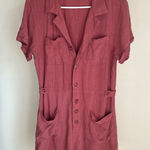 Homebody Pink Rayon Linen Romper Medium Photo 0