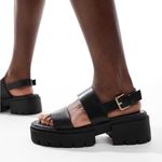 Truffle Collection  Y2K chunky strap sandals in black- Size 41 Photo 0