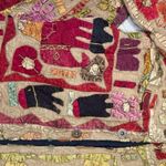 Sacred Threads  fall tone cotton sweater cardigan jacket with elephants quilted L Photo 1