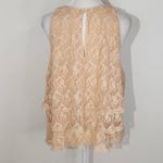 Anthropologie  Peach Ruffled Layer Lace Sleeveless Top Size 12 Coquette Lace Top Photo 6