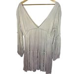 R. Vivimos Women's L Plunge Neck Tiered Tunic Dress Light Gray Angelic Fairycore Size L Photo 2