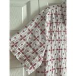 Dylan  Womens Medium Cotton White Eyelet Pink Embroidered Button‎ Boxy Top Photo 2