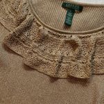 LAUREN Ralph Lauren Silk Blend Gold Metallic Ruffle Neck Trim Sweater Size L Photo 11