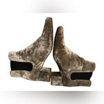 Madewell  walker chelsea Velvet slip on Ankle block heeled Boots silver bootie 7 Photo 4