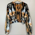 Topshop Women’s Tie Dye Long Sleeve Velvet Velour Smocked Cropped Pullover Sz 6 Photo 0