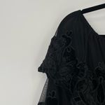 Endless Rose  Women's Black Velvet Embroidery Ruffle Off-Shoulder Blouse Size‎ S Photo 4