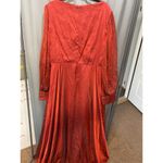 Mac Duggal Blouson Dress Women's 18 Red Sheer Long Sleeve Surplice Ball Gown B4 Photo 7