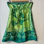 Charlotte Russe  Y2K Green Batik Satin Tube Top Tunic Drawstring Versatile M Photo 1