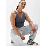 Athleta New  M Transcend V-Neck Crop Sports Bra D-DD Dark Rinse Grey Medium Photo 3