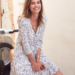 Sézane Sezane’ Aure Tiered Baby Doll B-Neck Button Floral Mini Dress Size 38 US 6 Photo 0