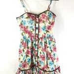 Katia Dress A Line Floral Cotton Ruffle Button Detail Sleeveless Beige Blue M Tan Size M Photo 0