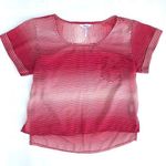 Kirra  Sheer Red White Striped Crop Top Sz Small Photo 0