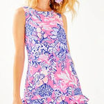 Lilly Pulitzer Marla Romper Sun Drenched Pink Tropics Ruffle Hem Crepe Size 00 Photo 0