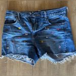 American Eagle  Outfitters 90’s Boyfriend Embroidered Denim Shorts Size 6 Photo 0