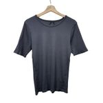Free People We The  Picture You Tee Sz L Gray Ribbed‎ Boho Distressed Coastal Photo 2