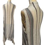 Umgee  Purple & Teal Stripe Maxi Boho Flowy Cardigan Vest Coastal Festival S/M Photo 3