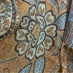 Blue Green Floral Indian Pashmina Wrap Scarf Fringe Tassel Womens One Size Photo 3