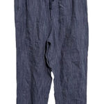 Athleta Linen Drawstring Pants Women's Size Medium Blue Striped Pockets Boho Photo 0