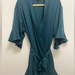 Birdy Grey  Robe Dress Ruffle Detail Waist Tie Emerald Green Size M / L Photo 2
