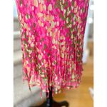 Vintage Y2K Hot Pink & Green Polka Dot Rhinestone Fringe Silk Slip Dress Size 12 Photo 2