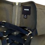 NWOT NUDE Plunging Neckline Lace Up Front Zipper Back Bodysuit Green Black Size M Photo 3