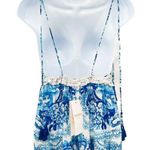 Rococo Sand Oriental Labyrinth Printed Sleeveless Tassel Lace Tiered Maxi Dress Blue Size XS Photo 10