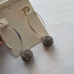 Sterling Silver Dangle Earrings with round crystal ball drops Photo 1