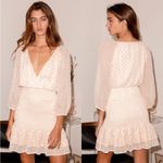 Lulus  gold shimmer dot ruffle mini dress NWT size small‎ Photo 1