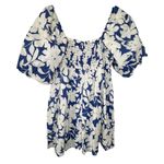 Trixxi  Blue And White Puffy Floral Mini Dress With Off Shoulder Sleeves Photo 4