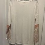 White Waffleknit top with Pink cheetah and lace accents Long Sleeve Top by BiBi Size L Photo 3