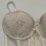 Victoria's Secret Corset Bustier Lingerie Beige Lace Mesh Tank Underwire 34C Photo 3